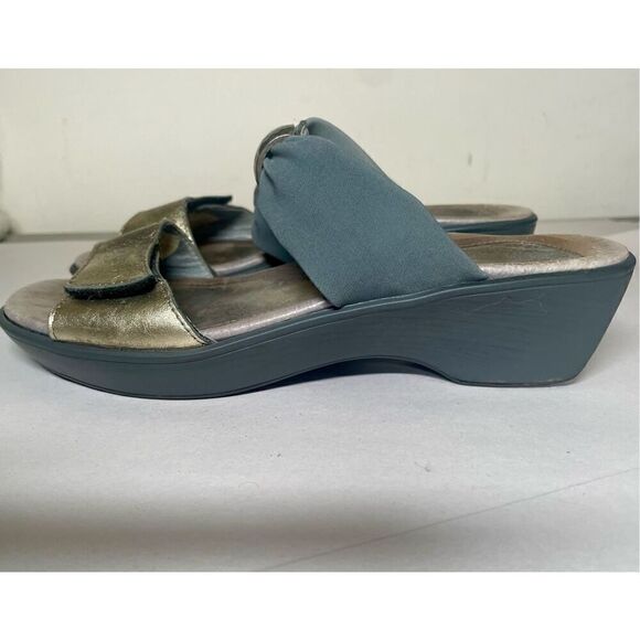 Naot Pinotage Pewter Stretch Leather Wedge Sandal size 7.5 - Picture 3 of 12